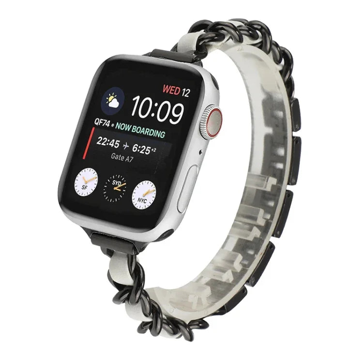 Small Waist Seven Beads Stainless Steel Strap Watchband For Apple Watch Series 6 & SE &, For Apple Watch Ultra 49mm / Series 8&7 45mm / SE 2&6&SE&5&4 44mm / 3&2&1 42mm, For Apple Watch Series 8&7 41mm / SE 2&6&SE&5&4 40mm / 3&2&1 38mm