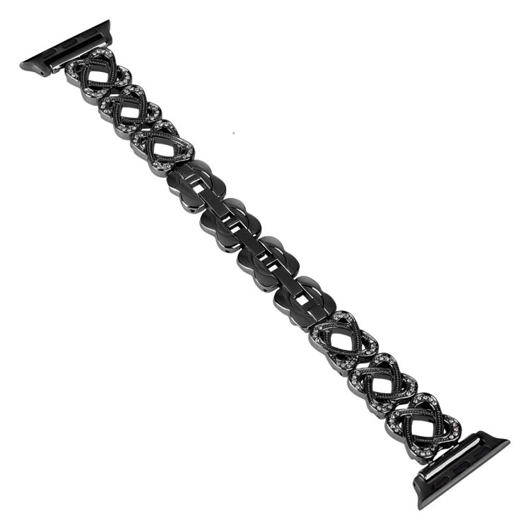 Hearts Crossed Diamond Metal Watch Band, For Apple Watch SE 2022 44mm, For Apple Watch Series 7 41mm, For Apple Watch Series 7 45mm, For Apple Watch SE 40mm, For Apple Watch SE 44mm, For Apple Watch 6 40mm, For Apple Watch Series 6 44mm