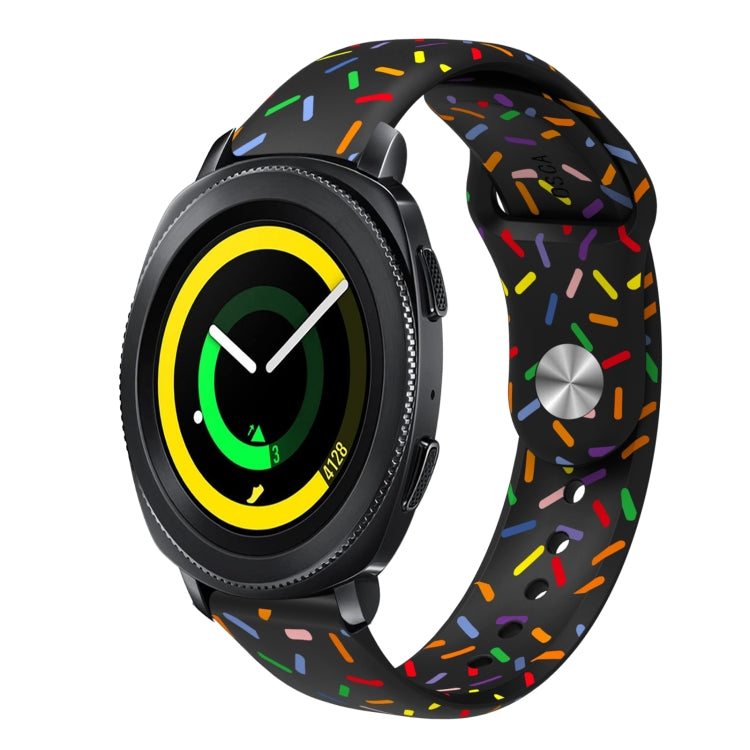 Sports Rainbow Dots Silicone Buckle Watch Band, For Samsung Galaxy Watch 5 Pro, For Samsung Galaxy Gear Sport, For Samsung Galaxy Watch Active 2 40mm / 44mm, For Samsung Galaxy Watch 3 41mm, For Samsung Galaxy watch Active 40mm