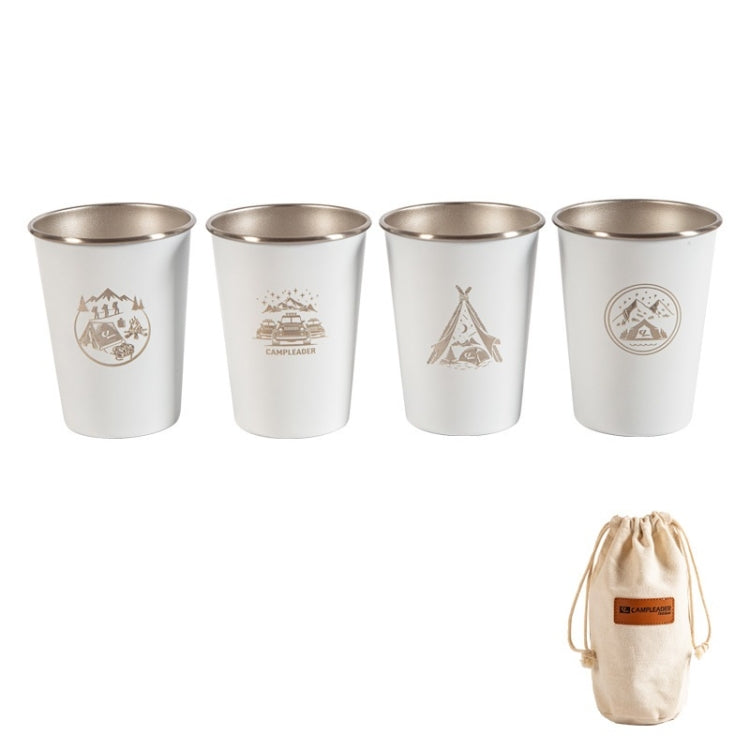 4 PCS / Set Outdoor Picnic Stainless Steel Cup, With Storage Bag (White), With Storage Bag (Black), With Storage Bag (Army Green), With Storage Bag (Dark Blue), With Storage Bag+Silicone Holder (White), With Storage Bag+Silicone Holder (Black)