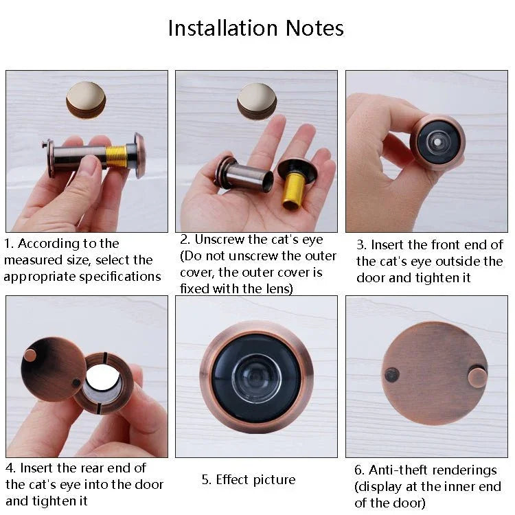 2 PCS Security Door Cat Eye HD Glass Lens 200 Degrees Wide - Angle Anti - Tiny Hotel Door Eye - Trustpick