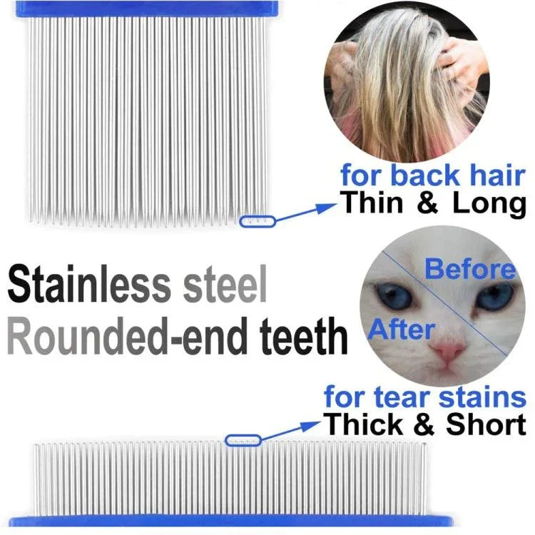 6pcs /Set Pet Flea Comb Stainless Steel Pin Dense Tooth Cat Dog Comb - Trustpick
