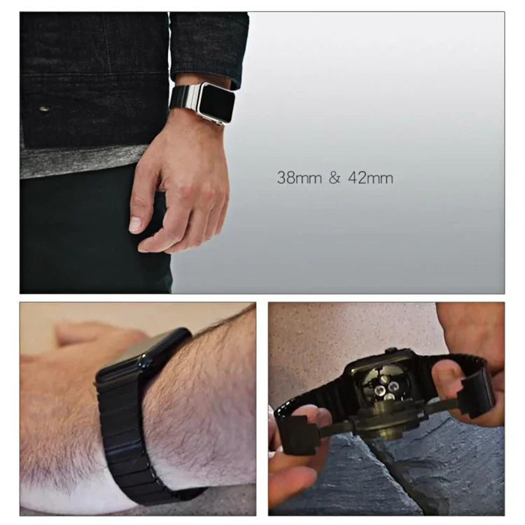 سوار ساعة من الفولاذ المقاوم للصدأ لساعة Apple Watch مقاس 42مم
