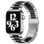 For Apple Watch Series 10 42mm / 9&8&7 41mm / SE 3&SE 2&6&SE&5&4 40mm / 3&2&1 38mm Fold Buckle 3 Beads Stainless Steel Watch Band