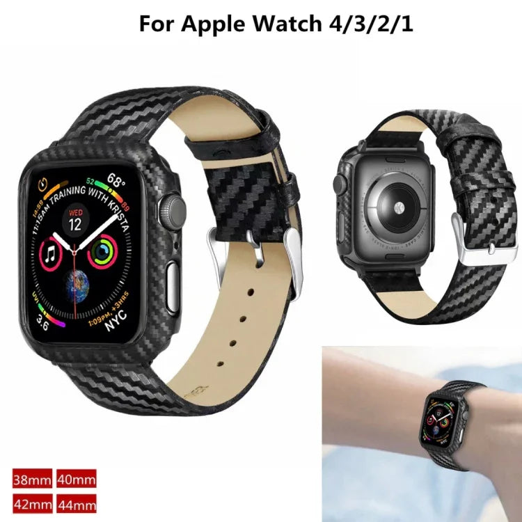 سوار وإطار من الجلد الأصلي وألياف الكربون لسلسلة Apple Watch 4 مقاس 40مم، Apple Watch Series 4 40مم