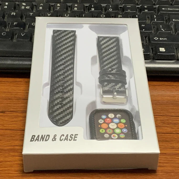 سوار وإطار من الجلد الأصلي وألياف الكربون لسلسلة Apple Watch 4 مقاس 40مم، Apple Watch Series 4 40مم