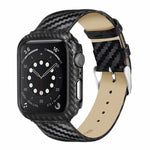 سوار من الجلد الطبيعي بألياف الكربون + إطار لساعة Apple Watch السلسلة 3 & 2 & 1 42مم، Apple Watch السلسلة 3 & 2 & 1 42مم