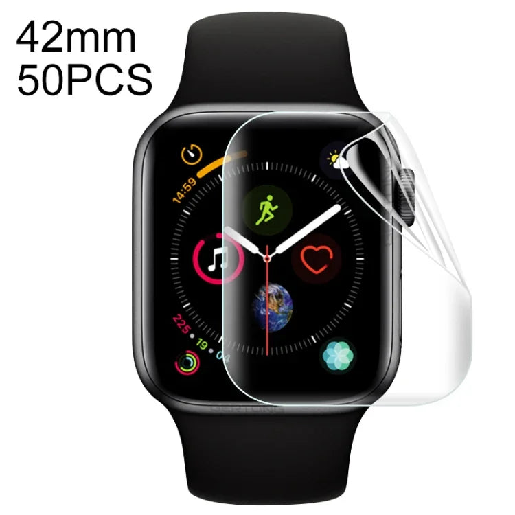 50 قطعة فيلم هيدروجيل ناعم كامل الغطاء للحماية الأمامية لسلسلة Apple Watch 3 / 2 / 1 مقاس 42مم، لسلسلة Apple Watch 3 / 2 / 1 مقاس 42مم (50 قطعة)
