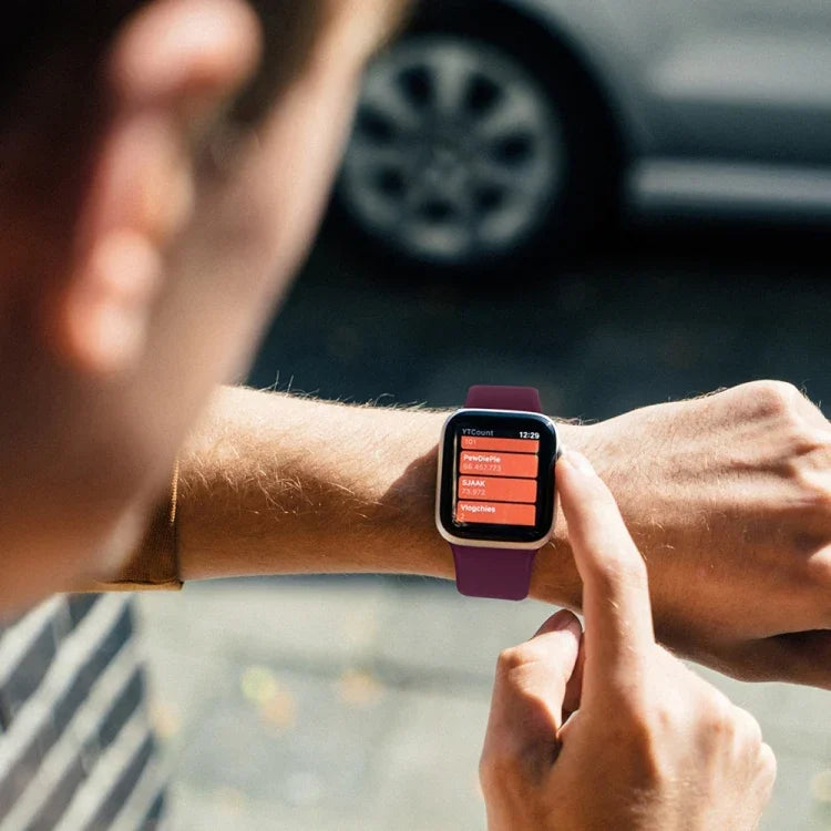 لساعة Apple Watch السلسلة 10 42مم / 9&8&7 41مم / SE 3&SE 2&6&SE&5&4 40مم / 3&2&1 38مم سوار ساعة سيليكون مرن بلون صلب، الحجم:M 143مم