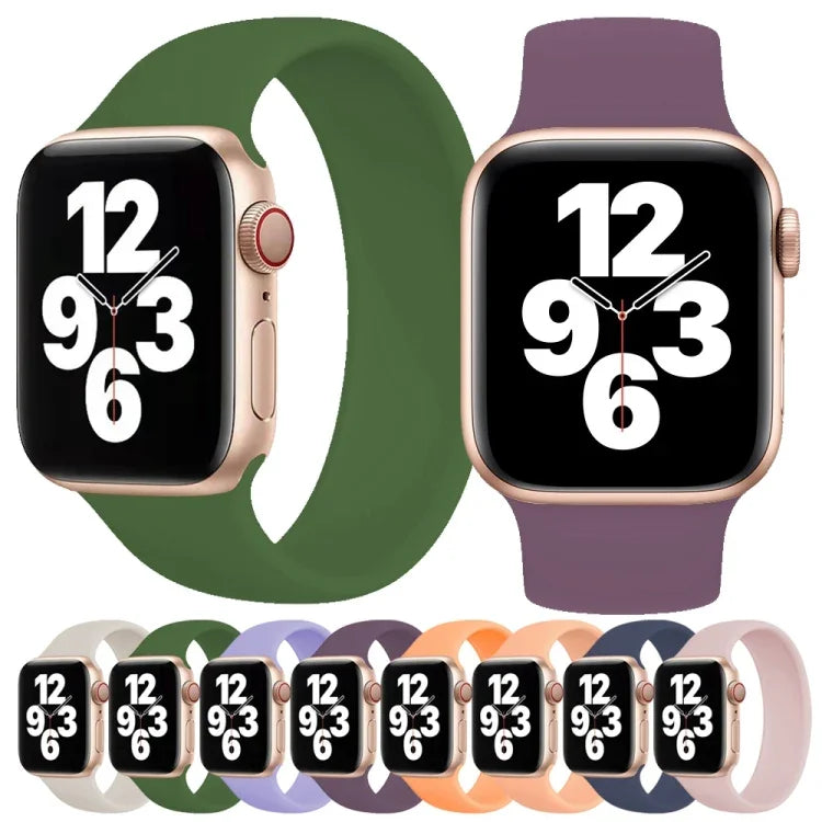 لساعة Apple Watch السلسلة 10 42مم / 9&8&7 41مم / SE 3&SE 2&6&SE&5&4 40مم / 3&2&1 38مم سوار ساعة سيليكون مرن بلون صلب، الحجم:M 143مم