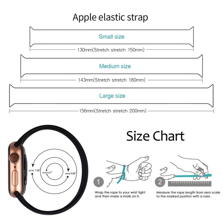 سوار ساعة سيليكون مرن بلون صلب لسلسلة Apple Watch 10 مقاس 42مم / 9 و 8 و 7 مقاس 41مم / SE 3 و SE 2 و 6 و SE و 5 و 4 مقاس 40مم / 3 و 2 و 1 مقاس 38مم، الحجم: L 156مم