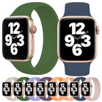 سوار ساعة سيليكون مرن بلون صلب لسلسلة Apple Watch 10 مقاس 42مم / 9 و 8 و 7 مقاس 41مم / SE 3 و SE 2 و 6 و SE و 5 و 4 مقاس 40مم / 3 و 2 و 1 مقاس 38مم، الحجم: L 156مم