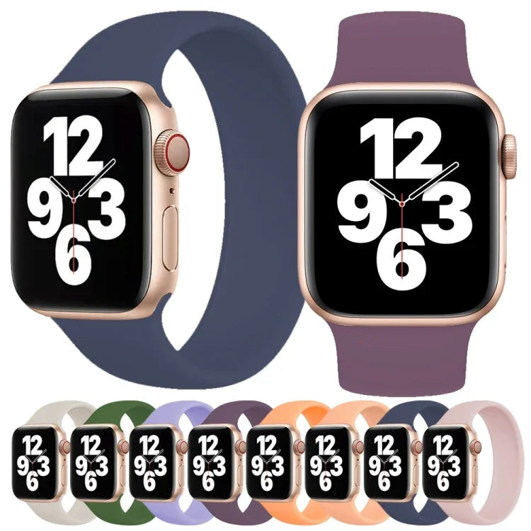 لساعة Apple Watch Ultra 49مم وWatch Ultra 2 49مم / السلسلة 10 46مم / 9&8&7 45مم / SE 3&SE 2&6&SE&5&4 44مم / 3&2&1 42مم سوار ساعة سيليكون مرن بلون صلب، الحجم:M 143مم