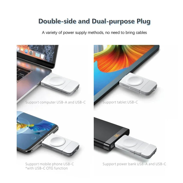 شاحن لاسلكي مغناطيسي سريع U8 USB / Type-C لساعات آبل سيريس، U8