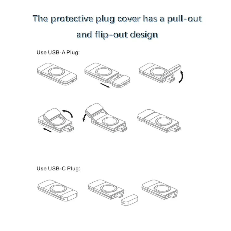 شاحن لاسلكي مغناطيسي سريع U8S USB / Type-C لساعات سامسونج 3 / 4، 4 كلاسيك، أكتيف 1 / 2