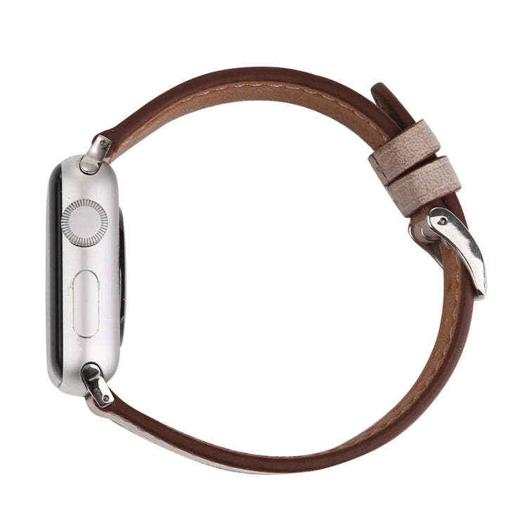 سوار ساعة من الجلد الطبيعي بأسلوب جديد لساعات آبل سيريس 10 مقاس 42mm / 9 و8 و7 مقاس 41mm / SE 3 وSE 2 و6 وSE و5 و4 مقاس 40mm / 3 و2 و1 مقاس 38mm، 38mm