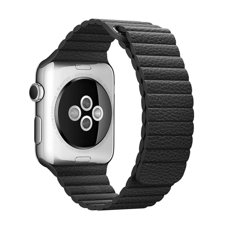 سوار ساعة من جلد PU مع مشبك إغلاق مغناطيسي حلقي لساعة Apple Watch مقاس 38مم