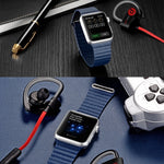 سوار ساعة من جلد PU مع مشبك إغلاق مغناطيسي حلقي لساعة Apple Watch مقاس 38مم