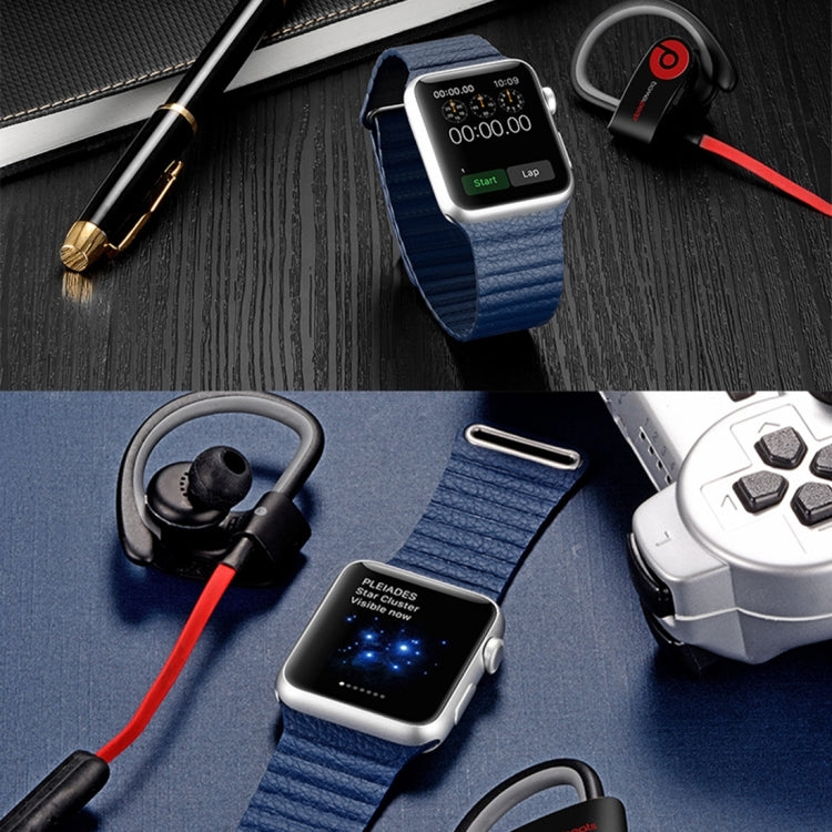 سوار ساعة من جلد PU مع مشبك إغلاق مغناطيسي حلقي لساعة Apple Watch مقاس 38مم