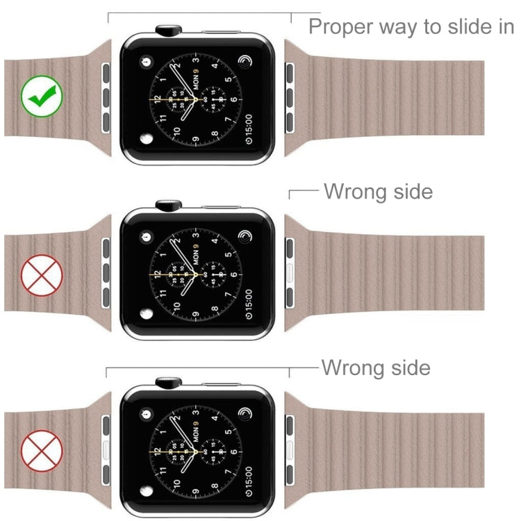 سوار ساعة من جلد PU مع مشبك إغلاق مغناطيسي حلقي لساعة Apple Watch مقاس 38مم