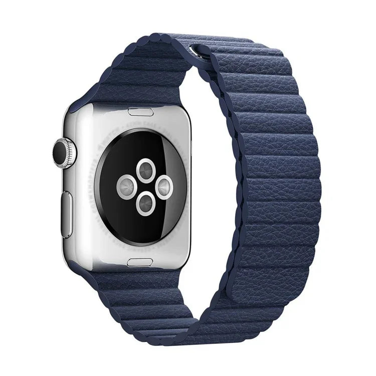 سوار ساعة من جلد PU مع مشبك إغلاق مغناطيسي حلقي لساعة Apple Watch مقاس 38مم