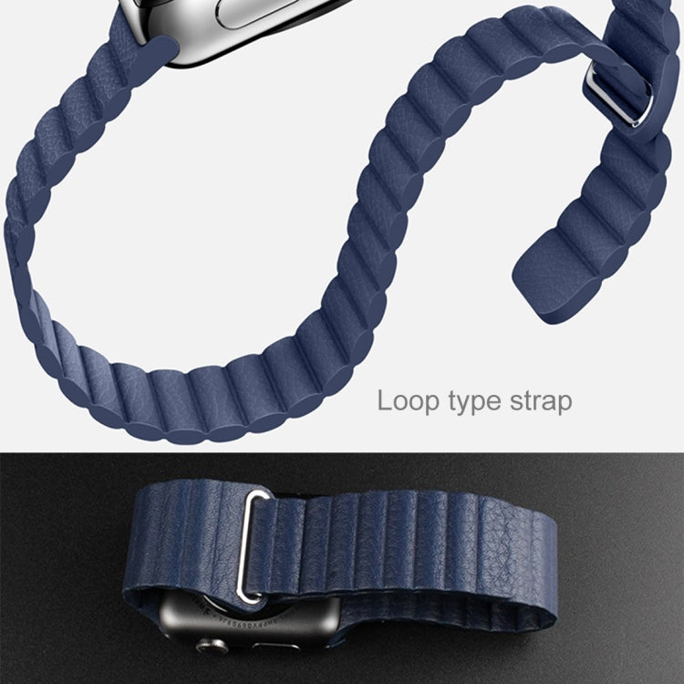 سوار ساعة من جلد PU مع مشبك إغلاق مغناطيسي حلقي لساعة Apple Watch مقاس 38مم