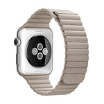 سوار ساعة من جلد PU مع مشبك إغلاق مغناطيسي حلقي لساعة Apple Watch مقاس 38مم