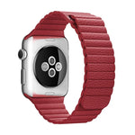 سوار ساعة من جلد PU مع مشبك إغلاق مغناطيسي حلقي لساعة Apple Watch مقاس 38مم