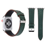 لساعة Apple Watch Ultra 49مم وWatch Ultra 2 49مم / السلسلة 10 مقاس 46مم / 9 و8 و7 مقاس 45مم / SE 3 وSE 2 و6 وSE و5 و4 مقاس 44مم / 3 و2 و1 مقاس 42مم، سوار ساعة بسيط وأنيق من الجلد الطبيعي بنمط ثقوب، مقاس 42مم