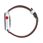 لساعة Apple Watch Ultra 49مم وWatch Ultra 2 49مم / السلسلة 10 مقاس 46مم / 9 و8 و7 مقاس 45مم / SE 3 وSE 2 و6 وSE و5 و4 مقاس 44مم / 3 و2 و1 مقاس 42مم، سوار ساعة بسيط وأنيق من الجلد الطبيعي بنمط ثقوب، مقاس 42مم