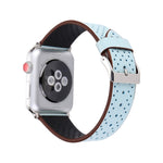 لساعة Apple Watch Ultra 49مم وWatch Ultra 2 49مم / السلسلة 10 مقاس 46مم / 9 و8 و7 مقاس 45مم / SE 3 وSE 2 و6 وSE و5 و4 مقاس 44مم / 3 و2 و1 مقاس 42مم، سوار ساعة بسيط وأنيق من الجلد الطبيعي بنمط ثقوب، مقاس 42مم