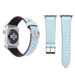لساعة Apple Watch Ultra 49مم وWatch Ultra 2 49مم / السلسلة 10 مقاس 46مم / 9 و8 و7 مقاس 45مم / SE 3 وSE 2 و6 وSE و5 و4 مقاس 44مم / 3 و2 و1 مقاس 42مم، سوار ساعة بسيط وأنيق من الجلد الطبيعي بنمط ثقوب، مقاس 42مم