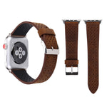 لساعة Apple Watch Ultra 49مم وWatch Ultra 2 49مم / السلسلة 10 مقاس 46مم / 9 و8 و7 مقاس 45مم / SE 3 وSE 2 و6 وSE و5 و4 مقاس 44مم / 3 و2 و1 مقاس 42مم، سوار ساعة بسيط وأنيق من الجلد الطبيعي بنمط ثقوب، مقاس 42مم