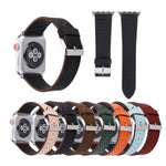 لساعة Apple Watch Ultra 49مم وWatch Ultra 2 49مم / السلسلة 10 مقاس 46مم / 9 و8 و7 مقاس 45مم / SE 3 وSE 2 و6 وSE و5 و4 مقاس 44مم / 3 و2 و1 مقاس 42مم، سوار ساعة بسيط وأنيق من الجلد الطبيعي بنمط ثقوب، مقاس 42مم