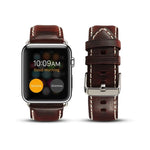 سوار ساعة جلد عتيق من شمع الزيت Denior لسلسلة Apple Watch 7 مقاس 45مم / 6 و SE و 5 و 4 مقاس 44مم / 3 و 2 و 1 مقاس 42مم