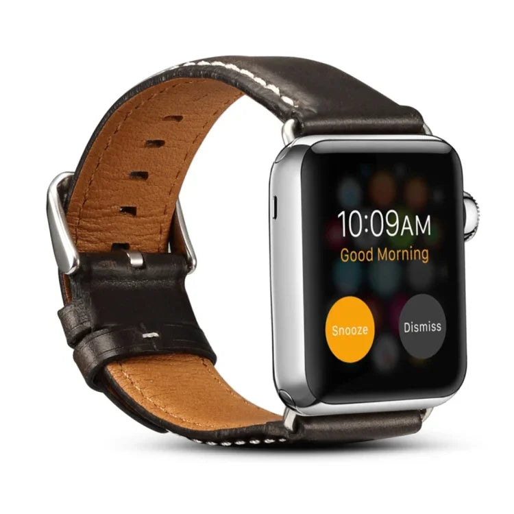 سوار ساعة جلد عتيق من شمع الزيت Denior لسلسلة Apple Watch 7 مقاس 45مم / 6 و SE و 5 و 4 مقاس 44مم / 3 و 2 و 1 مقاس 42مم