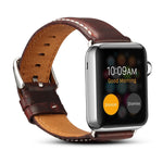 سوار ساعة جلد عتيق من شمع الزيت Denior لسلسلة Apple Watch 10 مقاس 42مم / 9 و 8 و 7 مقاس 41مم / SE 3 و SE 2 و 6 و SE و 5 و 4 مقاس 40مم / 3 و 2 و 1 مقاس 38مم