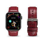 سوار ساعة من جلد البقر بنقشة جلد التمساح Denior لساعة Apple Watch Ultra 49مم وWatch Ultra 2 49مم / السلسلة 10 46مم / 9&8&7 45مم / SE 3&SE 2&6&SE&5&4 44مم / 3&2&1 42مم