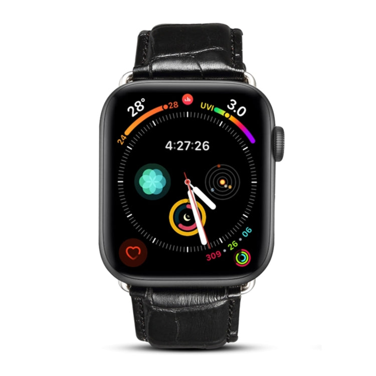 سوار ساعة من جلد البقر بنقشة جلد التمساح Denior لساعة Apple Watch Ultra 49مم وWatch Ultra 2 49مم / السلسلة 10 46مم / 9&8&7 45مم / SE 3&SE 2&6&SE&5&4 44مم / 3&2&1 42مم