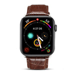 سوار ساعة من جلد البقر بنقشة جلد التمساح Denior لساعة Apple Watch Ultra 49مم وWatch Ultra 2 49مم / السلسلة 10 46مم / 9&8&7 45مم / SE 3&SE 2&6&SE&5&4 44مم / 3&2&1 42مم