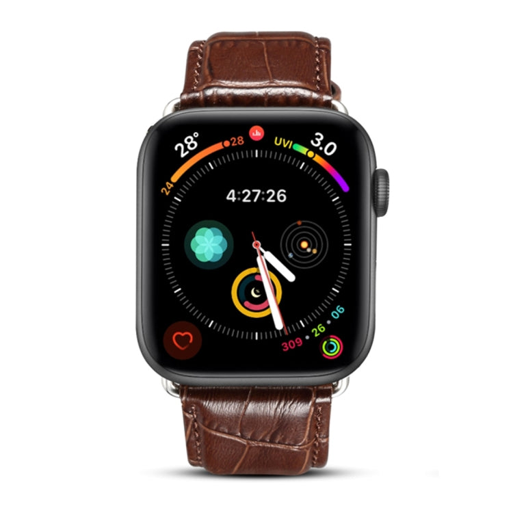 سوار ساعة من جلد البقر بنقشة جلد التمساح Denior لساعة Apple Watch Ultra 49مم وWatch Ultra 2 49مم / السلسلة 10 46مم / 9&8&7 45مم / SE 3&SE 2&6&SE&5&4 44مم / 3&2&1 42مم