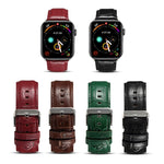 سوار ساعة من جلد البقر بنقشة جلد التمساح Denior لساعة Apple Watch Ultra 49مم وWatch Ultra 2 49مم / السلسلة 10 46مم / 9&8&7 45مم / SE 3&SE 2&6&SE&5&4 44مم / 3&2&1 42مم