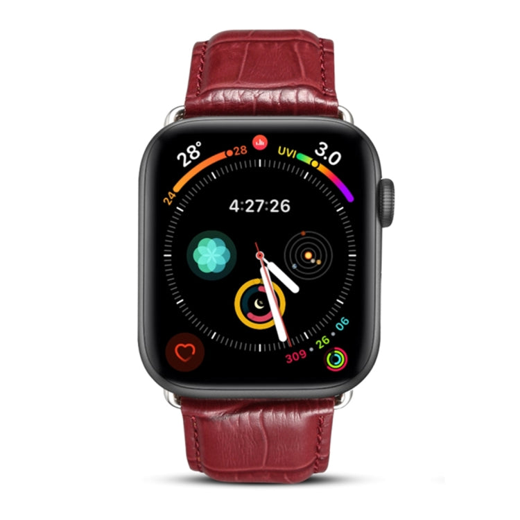سوار ساعة من جلد بقرة حبوب التمساح Denior لساعات Apple Watch سلسلة 10 مقاس 42مم / 9&8&7 مقاس 41مم / SE 3&SE 2&6&SE&5&4 مقاس 40مم / 3&2&1 مقاس 38مم