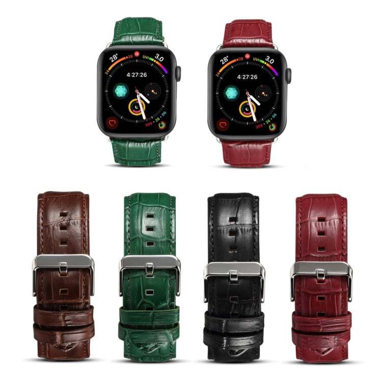 سوار ساعة من جلد بقرة حبوب التمساح Denior لساعات Apple Watch سلسلة 10 مقاس 42مم / 9&8&7 مقاس 41مم / SE 3&SE 2&6&SE&5&4 مقاس 40مم / 3&2&1 مقاس 38مم