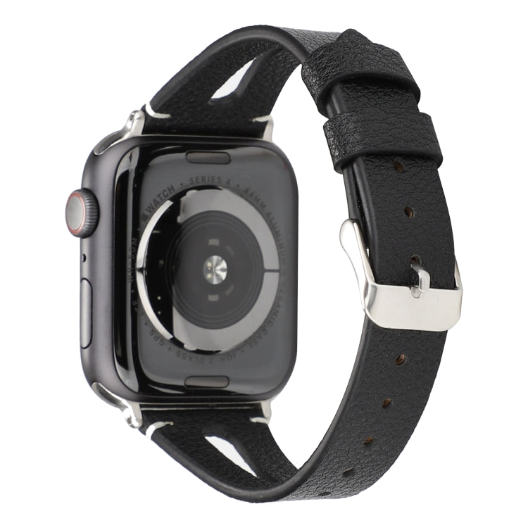 سوار ساعة بسيط من الجلد على شكل حرف V لـ Apple Watch Ultra 49مم و Watch Ultra 2 49مم / السلسلة 10 46مم / 9 و 8 و 7 45مم / SE 3 و SE 2 و 6 و SE و 5 و 4 44مم / 3 و 2 و 1 42مم