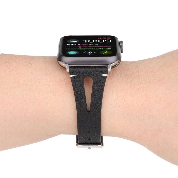 سوار ساعة بسيط من الجلد على شكل حرف V لـ Apple Watch Ultra 49مم و Watch Ultra 2 49مم / السلسلة 10 46مم / 9 و 8 و 7 45مم / SE 3 و SE 2 و 6 و SE و 5 و 4 44مم / 3 و 2 و 1 42مم
