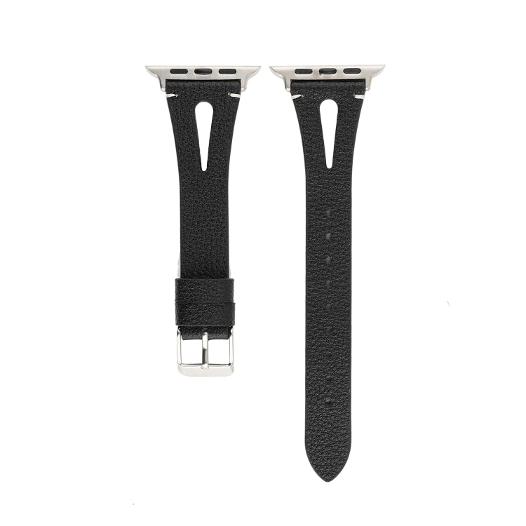 سوار ساعة بسيط من الجلد على شكل حرف V لـ Apple Watch Ultra 49مم و Watch Ultra 2 49مم / السلسلة 10 46مم / 9 و 8 و 7 45مم / SE 3 و SE 2 و 6 و SE و 5 و 4 44مم / 3 و 2 و 1 42مم