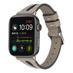 سوار ساعة جلد بسيط على شكل حرف V لسلسلة Apple Watch 7 مقاس 41مم / 6 و SE و 5 و 4 مقاس 40مم / 3 و 2 و 1 مقاس 38مم