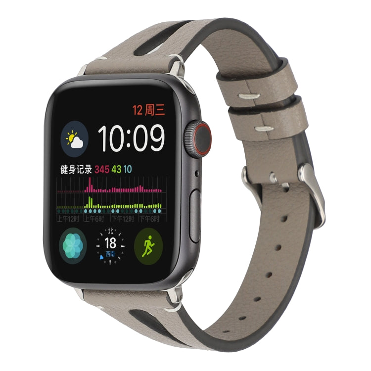 سوار ساعة جلد بسيط على شكل حرف V لسلسلة Apple Watch 7 مقاس 41مم / 6 و SE و 5 و 4 مقاس 40مم / 3 و 2 و 1 مقاس 38مم