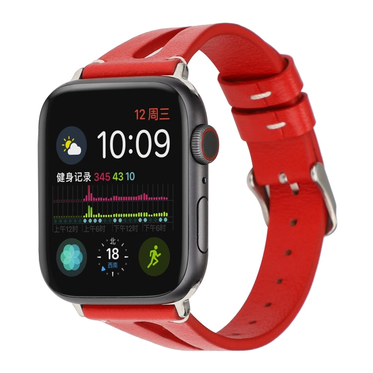 سوار ساعة جلد بسيط على شكل حرف V لسلسلة Apple Watch 7 مقاس 41مم / 6 و SE و 5 و 4 مقاس 40مم / 3 و 2 و 1 مقاس 38مم